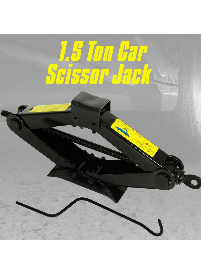 1.5 Ton Car Jack Set With Lifting Rod For All Hatchback & Sedan, Car Scissor Jack Capacity 1500kg - Image 1
