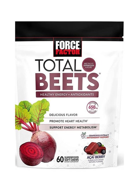Total Beets Soft Chews With Beetroot, Nitrates, L-Citrulline, Grapeseed Extract And Antioxidants With Elite Ingredients Superfood - 60 Count