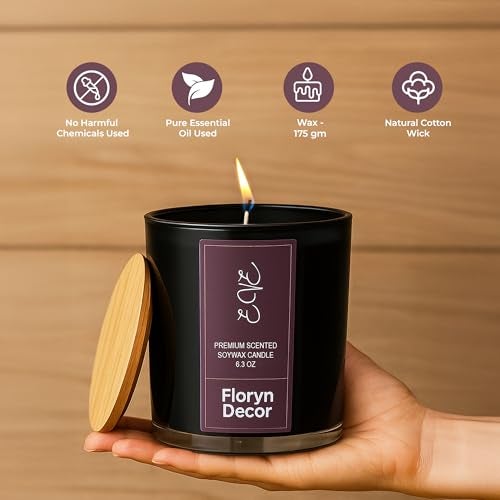 Floryn Decor Glass Premium Scented Candles for Home Decor with Wodden Lid- Perfect Fragrance Candle for, Gifts and Relaxation|Fragrance- Oudh - Image 2