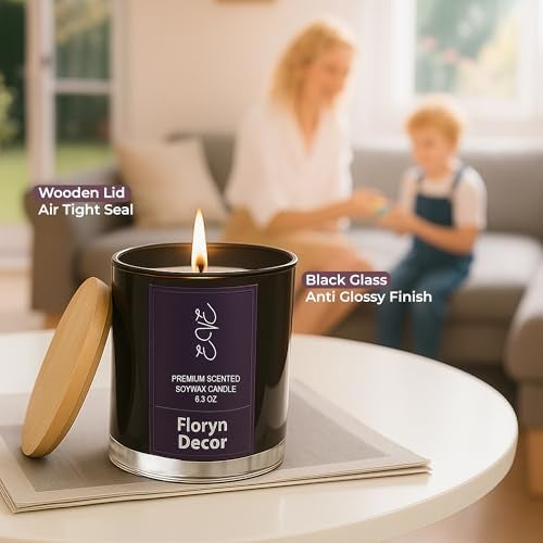 Floryn Decor Glass Premium Scented Candles for Home Decor with Wodden Lid- Perfect Fragrance Candle for, Gifts and Relaxation|Fragrance- Oudh - Image 5