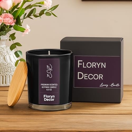 Floryn Decor Glass Premium Scented Candles for Home Decor with Wodden Lid- Perfect Fragrance Candle for, Gifts and Relaxation|Fragrance- Oudh - Image 1
