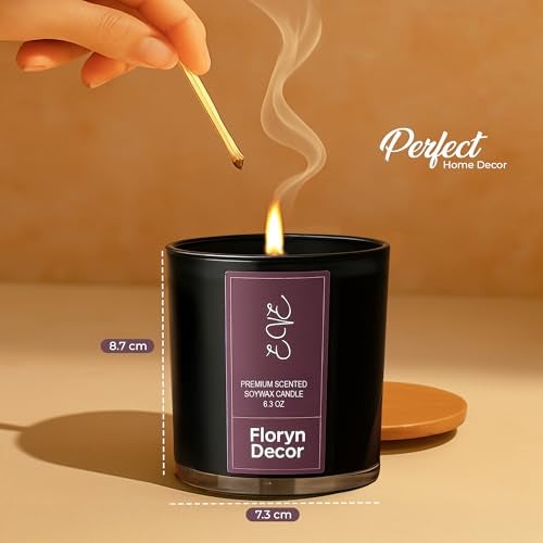 Floryn Decor Glass Premium Scented Candles for Home Decor with Wodden Lid- Perfect Fragrance Candle for, Gifts and Relaxation|Fragrance- Oudh - Image 4