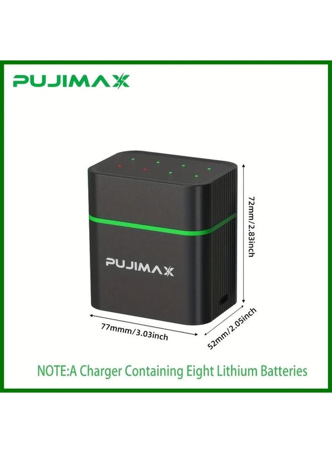 Pujimax 8 Slot 1 5V Lithium Battery Charger with 4 AA and 4 AAA Rechargeable Batteries - Image 4