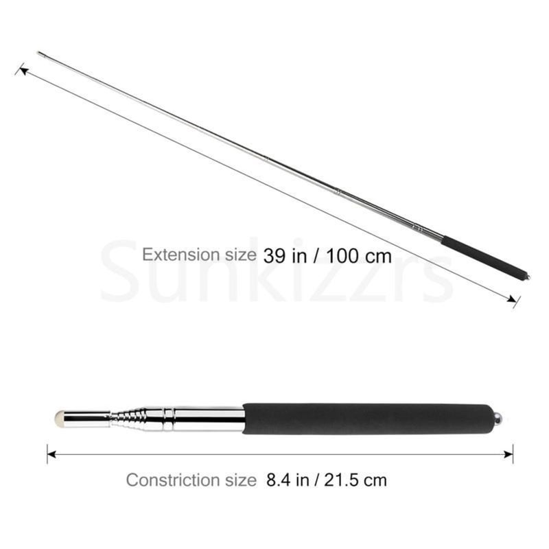 Sunkizzrs ® Telescopic Teachers Pointer,Teaching Pointer,Hand Pointer Extendable Telescopic Retractable Pointer Handheld Presenter Classroom Whiteboard Pointer (Black) - Image 2