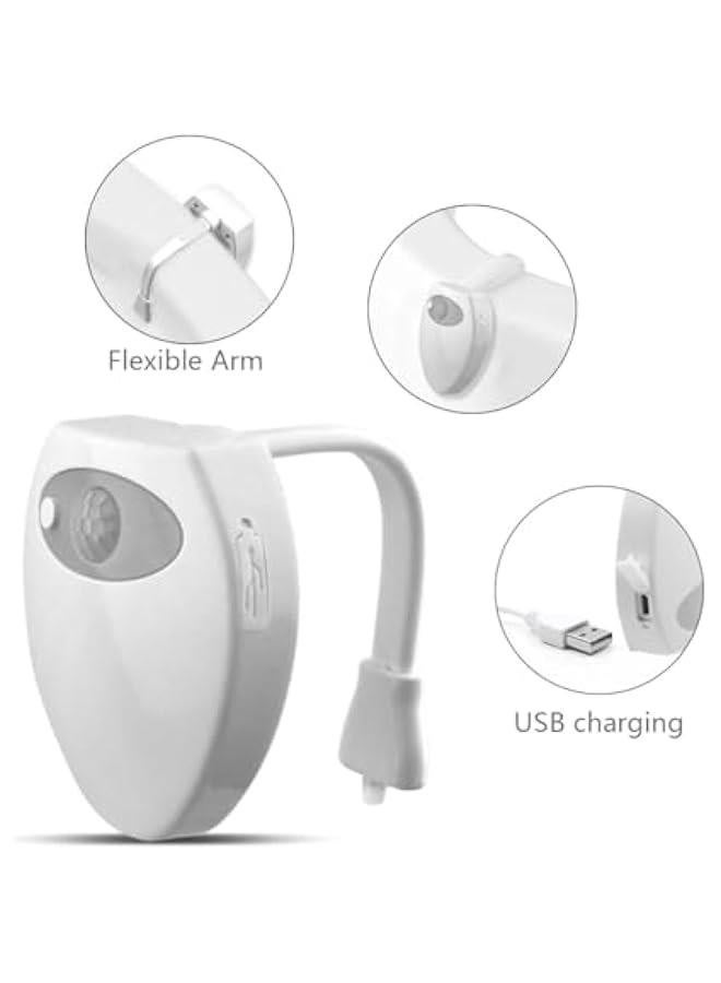 Rechargeable Toilet Night Light, Motion Sensor Activated LED, 16 Color Changing Bowl Nightlight for Bathroom Decor for Bathroom Decor, Cool Stocking Stuffer Gadgets, for Dad, Boys, Kids, Men  - Image 2