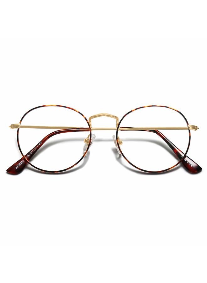 Sojos Anti Blue Light Glasses Round Eyewear Frames Blue Light Blocking Lens SJ5024 with Gold Frame/Anti-Blue Light Lens - Image 1