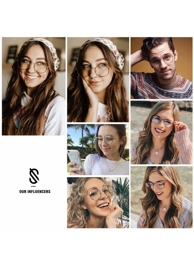 Sojos Anti Blue Light Glasses Round Eyewear Frames Blue Light Blocking Lens SJ5024 with Gold Frame/Anti-Blue Light Lens - Image 5