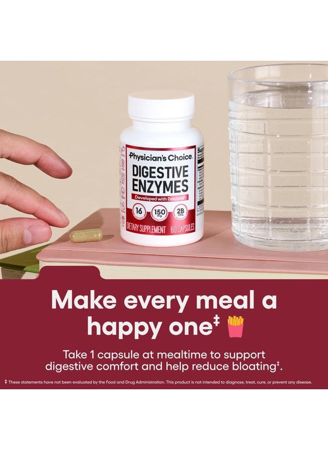 Physician's CHOICE Digestive Enzymes - Multi Enzymes, Bromelain, Organic Prebiotics & Probiotics for Digestive Health & Gut Health - Bloating & Meal Time Discomfort - Dual Action - All Diets - 30 CT  - Image 2