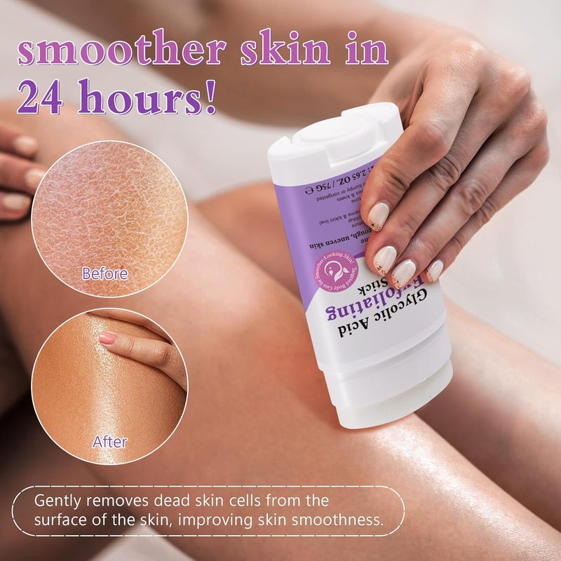 Yecuce Glycolic Acid Exfoliating Body Bar - 10% AHA + BHA + Fruit Enzymes for Smooth Skin - Targets Roughness, Bumps & Ingrown Hairs - Easy Application Stick for Armpits, Bikini Line, Knees & Elbows - Image 4