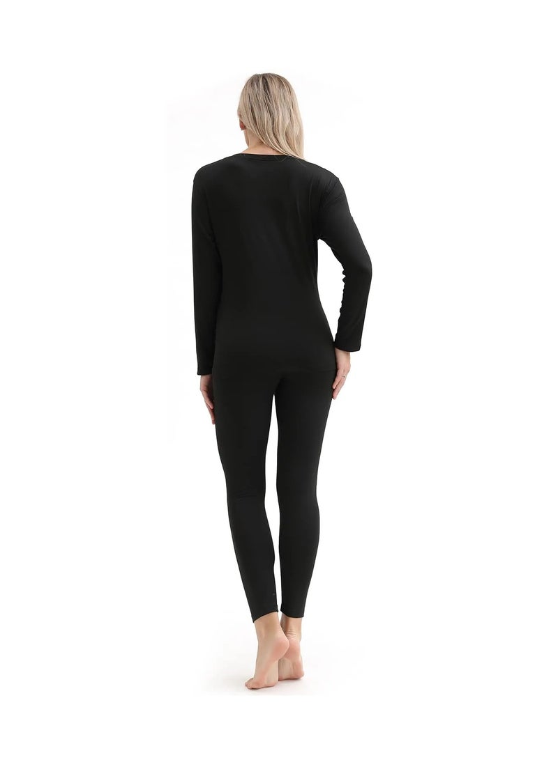 Thermal Underwear for Women, Long Johns Set Long Sleeves Free Cut Fleece Lined Tops Bottoms Base Layer for Cold Weather - Image 3