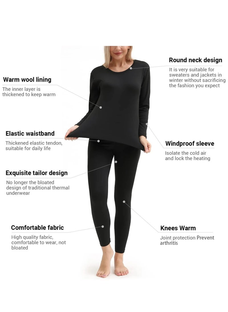 Thermal Underwear for Women, Long Johns Set Long Sleeves Free Cut Fleece Lined Tops Bottoms Base Layer for Cold Weather - Image 4