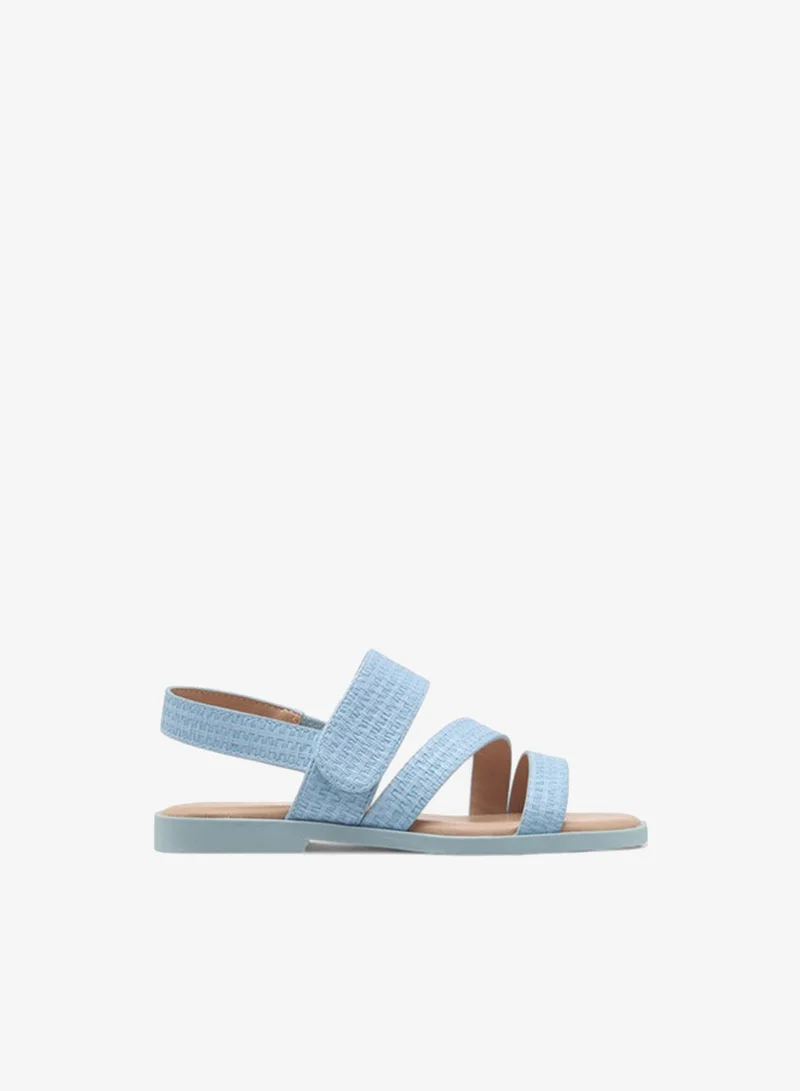 Girls Textured Cross Strap Sandals with Hook and Loop Closure