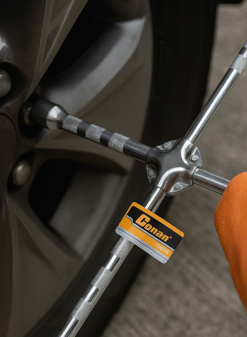 Conan 14-inch Cross Wrench – 4-Way Lug Nut Wrench (17/19/21/23mm) – Chrome Vanadium Steel Cr-V - Image 4