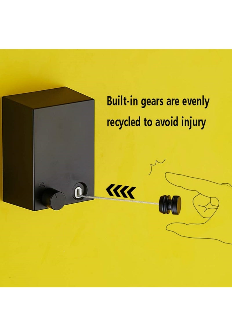 RONGXTAPE Telescopic Stainless Steel Clothesline String Black 420cm ,ABS Case+Aluminum Clothes Drying Wire Rope With Adjustable Stainless Steel Line,Wall Mounted Space-Saver Drying Line(Colour:Black) - Image 5