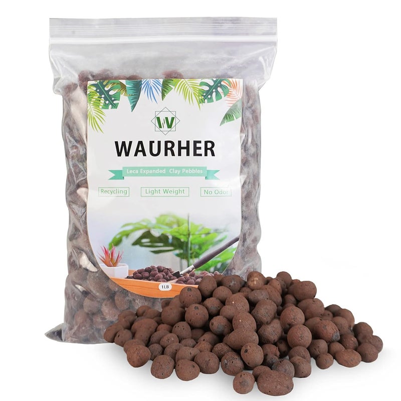 WAURHER Leca Expanded Clay Pebbles 1LBS Grow Media for Indoor Plants Hydroponic Growing Gardening System Supplies … - Image 1