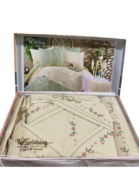 Cotton bed sheet set embroidered with silk, size 240*260 cm
