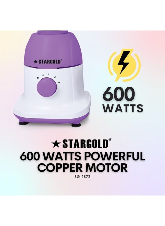 Stargold 600 Watts Mixer Grinder with 3 Stainless Steel Liquidising, Dry Grinding and Chutney Jar, Multi-Purpose Dry Wet Grinder for Masala, Spices, Nut Butters, Chutneys & More – Purple  - Image 5