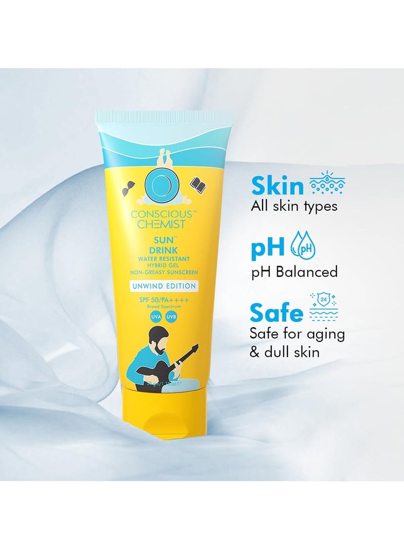 CONSCIOUS CHEMIST Dewy Ceramide Sunscreen SPF 50 PA++++ | For Oily Skin | Water Resistant UVA/B Protection | Fragrance-Free | For Men & Women | All Skin Types - Sun Drink (Unwind Edition) | 50g - Image 5