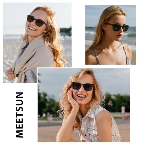 MEETSUN Polarized Sunglasses for Women Men Trendy Classic Retro Designer Style Fashion UV400 Protection 3 PACK Tortoise Brown Grey Green - Image 2