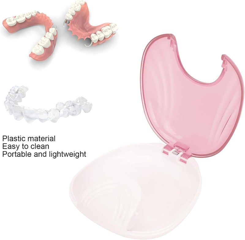 klarako Retainer Case, Durable Orthodontic Retainer Case Tooth Denture Container Portable Denture Storage Box, Dentures Dental Box Denture Cup Dental Care(pink) - Image 3