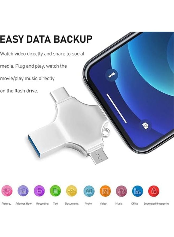 2023 Version 128GB Type C USB 4 In 1 Flash Drive OTG USB 3 0 Metal Pendrive For Smartphone Laptop PC Android - Image 3