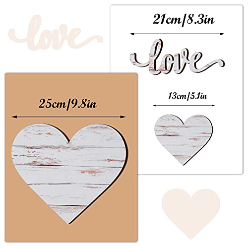 Chitidr 3 Pcs Wooden Hearts Decor Heart Wooden Sign Rustic Hanging Love Plaque for Wall Home Farmhouse Living Room Bedroom Gifts(White) - Image 3
