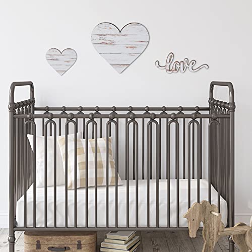 Chitidr 3 Pcs Wooden Hearts Decor Heart Wooden Sign Rustic Hanging Love Plaque for Wall Home Farmhouse Living Room Bedroom Gifts(White) - Image 4