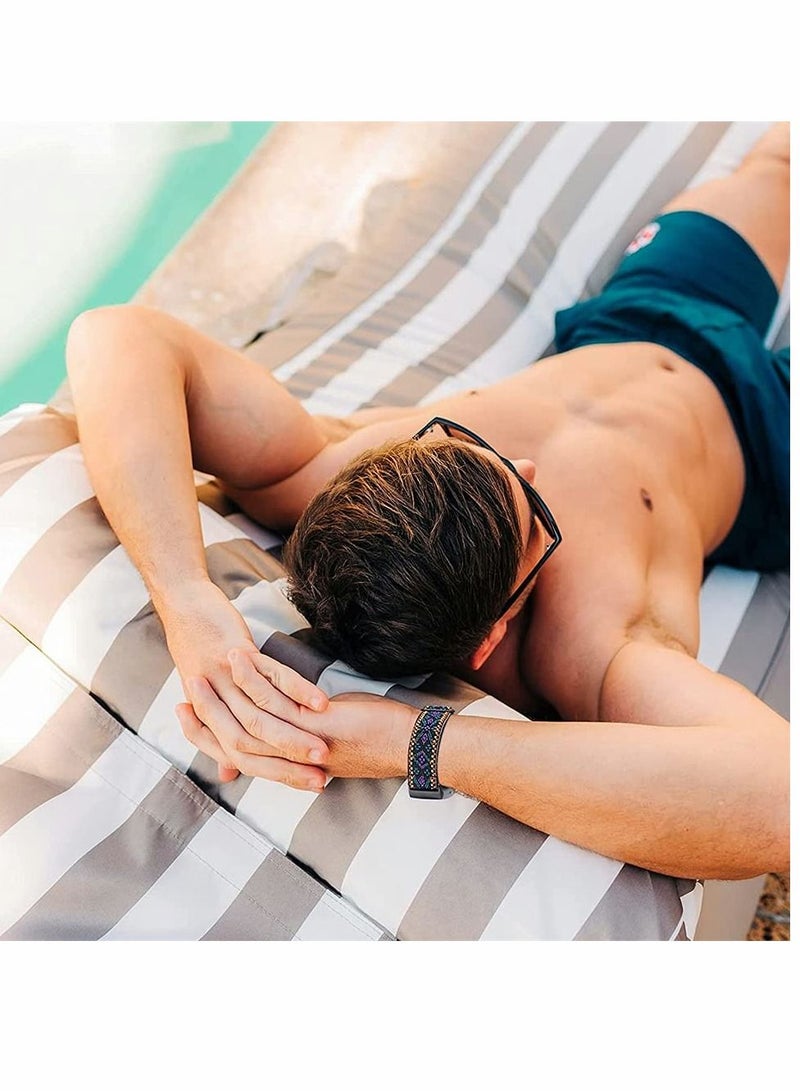 Y&D Adjustable Elastic Bands Compatible for Fitbit Charge 4, 3, Breathable Loop Fabric Pattern Replacement Strap Stretchy Wristbands Women Men, Nylon Sport (Aztec Purple) - Image 4