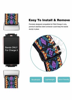 Y&D Adjustable Elastic Bands Compatible for Fitbit Charge 4, 3, Breathable Loop Fabric Pattern Replacement Strap Stretchy Wristbands Women Men, Nylon Sport (Aztec Purple)  - Image 5