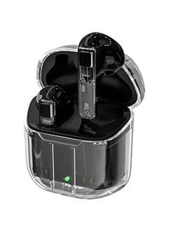 True Wireless Earbuds Bluetooth in Ear Headphones for iPhone Android Transparent Blue Tooth 5.3 Ear Buds Deep Bass TWS Wireless Earphones with Microphone Cordless Earbud with Charging Case Black
