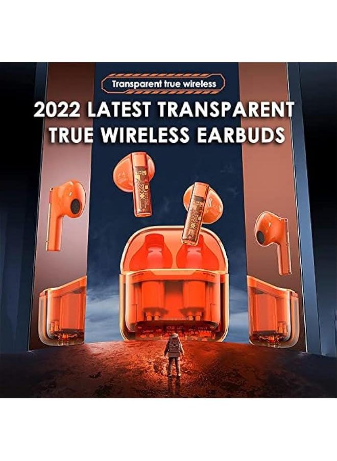 Generic - True Wireless Earbuds Bluetooth in Ear Headphones for iPhone Android Transparent Blue Tooth 5.3 Ear Buds Deep Bass TWS Wireless Earphones with Microphone Cordless Earbud with Charging Case Black - Image 1