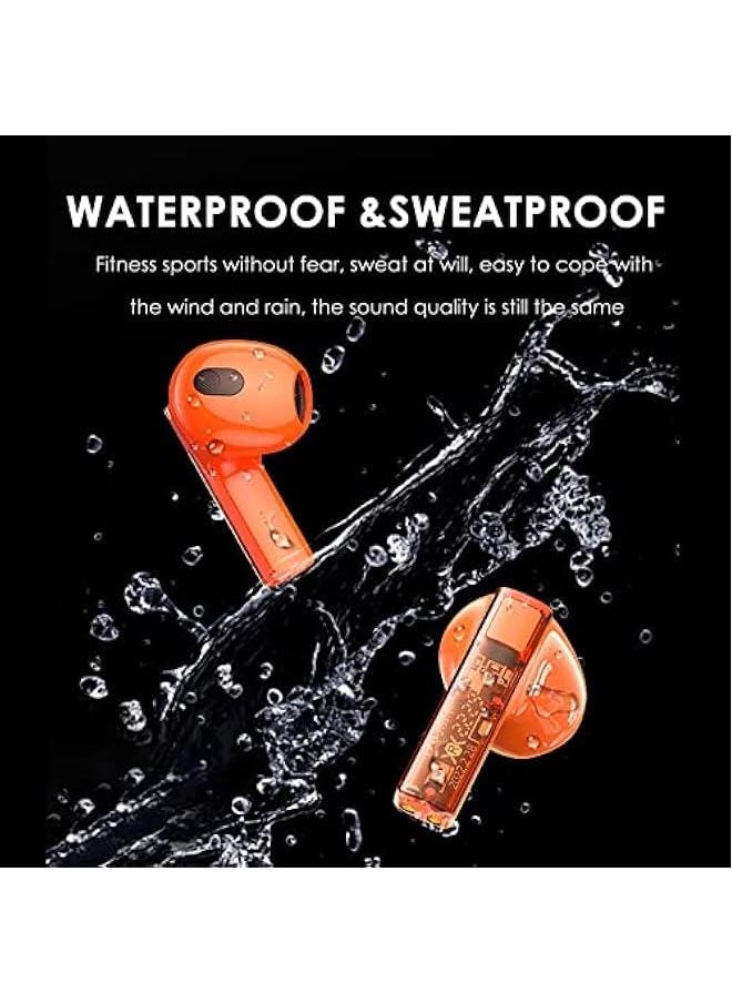 Generic - True Wireless Earbuds Bluetooth in Ear Headphones for iPhone Android Transparent Blue Tooth 5.3 Ear Buds Deep Bass TWS Wireless Earphones with Microphone Cordless Earbud with Charging Case Black - Image 1