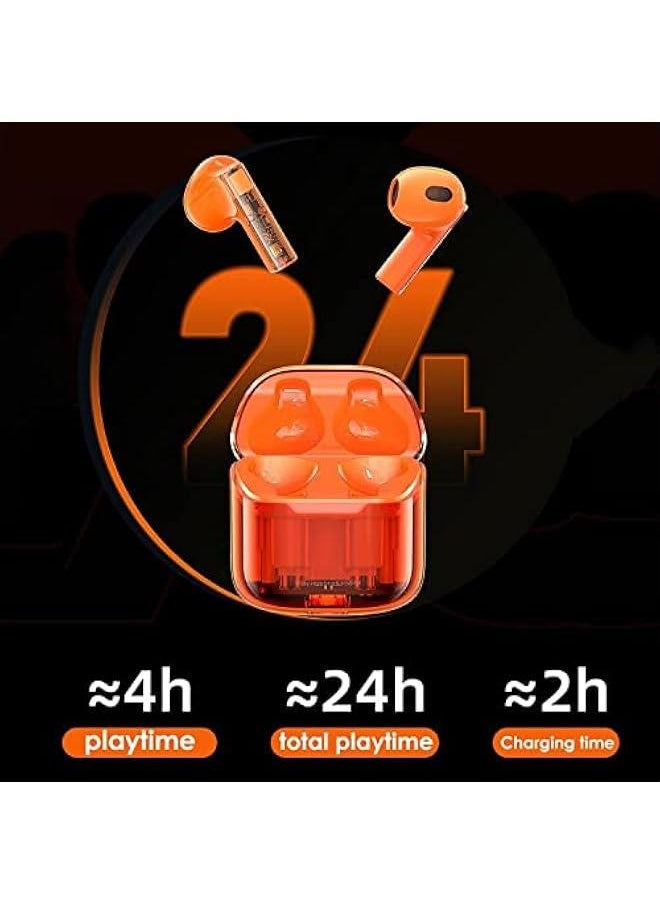 Generic - True Wireless Earbuds Bluetooth in Ear Headphones for iPhone Android Transparent Blue Tooth 5.3 Ear Buds Deep Bass TWS Wireless Earphones with Microphone Cordless Earbud with Charging Case Black - Image 1