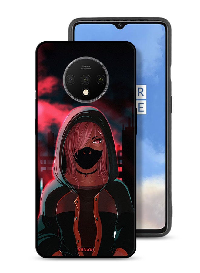 Tolwak OnePlus 7T Protective Case Cover Girl Wear Mask Art - Image 1
