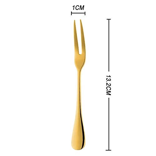 Comicfs 20-Piece Stainless Steel Forks, 5.3 Inches, Seafood Crab Forks Escargot Fork 2 Prong Tasting Appetizer Forks Dessert Cocktail Salad Fruit Fork for Party Travel (Gold) - Image 2