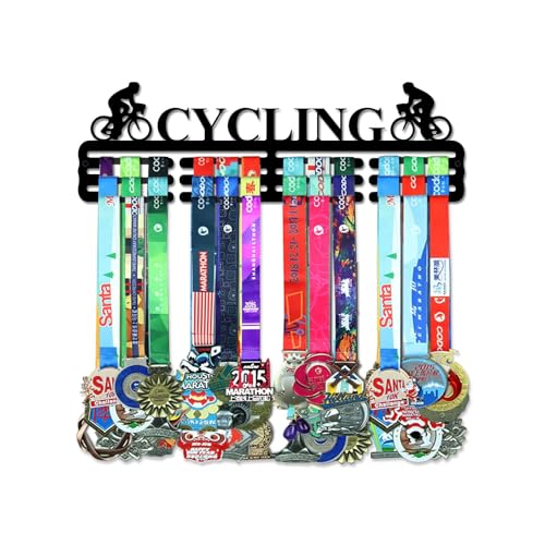 Resama Personalized Medal Hanger Display Holder Tiered Award Rack Cycling Medal Holder Display Hanger Rack FrameBlack Sturdy Steel MetalWall Mounted Over 50 Medals - Image 1