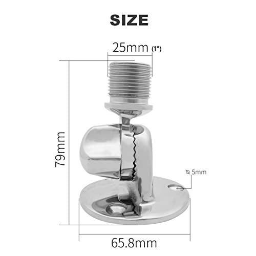 Thincol Marine VHF Antenna Mount, 316 Stainless Steel Ratchet Antenna Base 180 Degree Adjustable Antenna Bracket for Boats and RV - Image 5