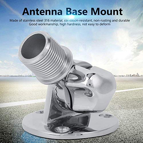 Thincol Marine VHF Antenna Mount, 316 Stainless Steel Ratchet Antenna Base 180 Degree Adjustable Antenna Bracket for Boats and RV - Image 3