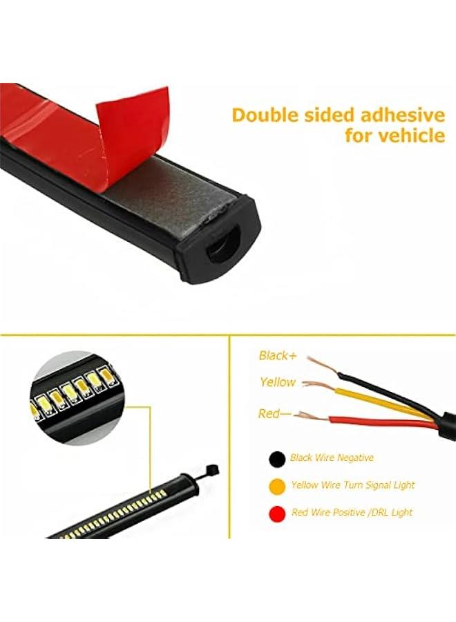 عربست 2PCS مصباح إشارة الانعطاف LED للدراجات النارية، أشرطة مرنة متعددة الألوان باللون الأبيض والبرتقالي، إشارات انحراف و إضاءة نهارية (DRL) مضادة للماء وقابلة للتعديل للدراجات النارية. - Image 3