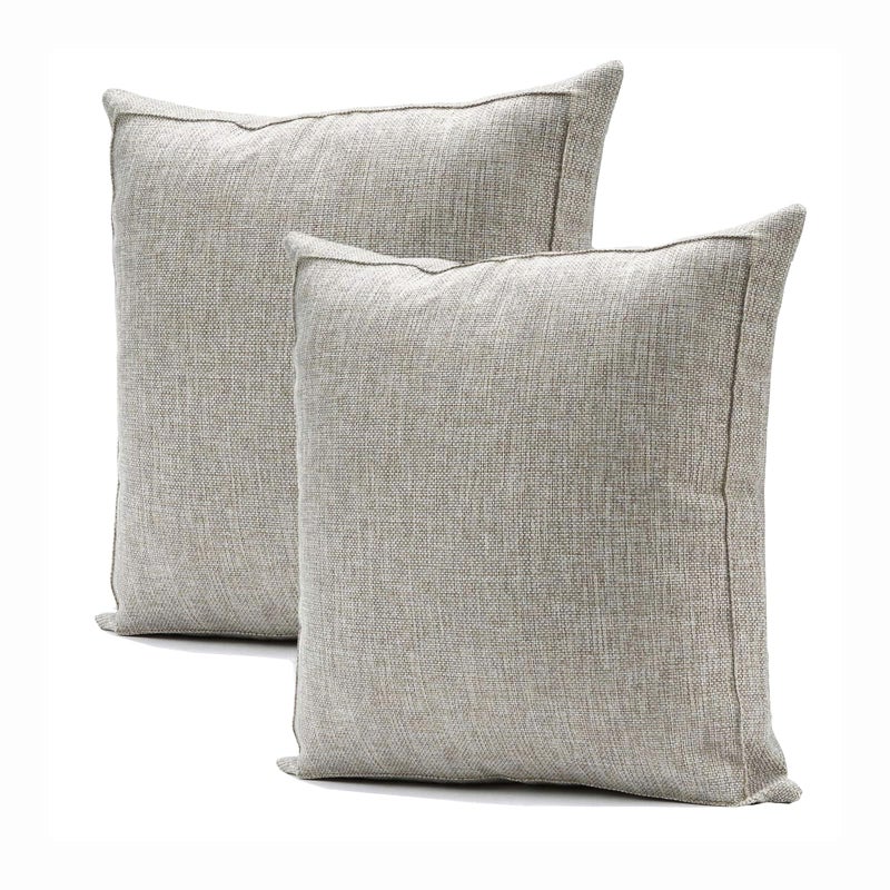 Jepeak Jepeak 16x16 Inch Burlap Linen Throw Pillow Covers Pack of 2 Decorative Farmhouse Pillow Covers Square Durable Cushion Cover for Sofa Couch Bed Rustic Neutral Home Decor BeigeKhaki Threads  - Image 1