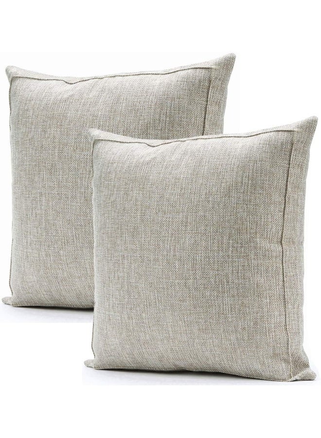 Jepeak Jepeak 16x16 Inch Burlap Linen Throw Pillow Covers Pack of 2 Decorative Farmhouse Pillow Covers Square Durable Cushion Cover for Sofa Couch Bed Rustic Neutral Home Decor BeigeKhaki Threads  - Image 4