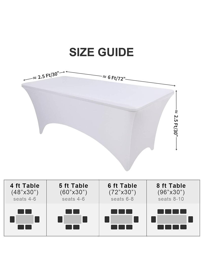 Premify White Spandex Table Cloth 6 Feet-Universal Fitted Washable Rectangular Table Cover Suitable for Weddings, Parties, Business Meet Ups and Banquets - Image 2