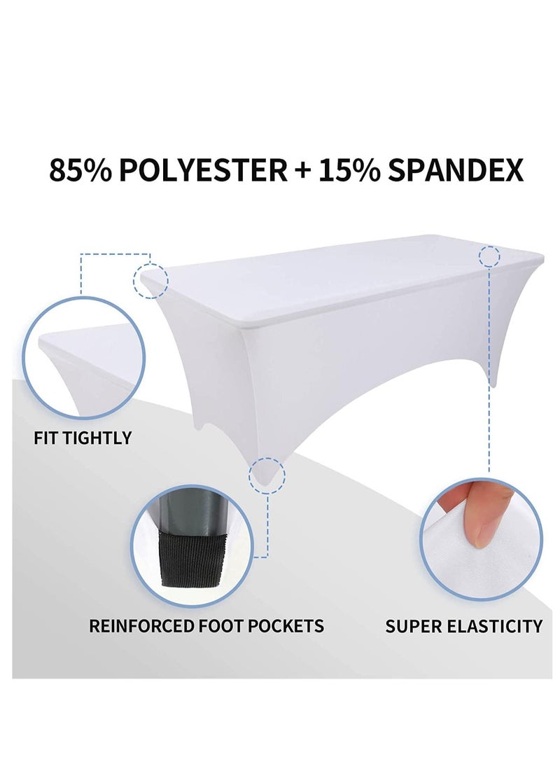 Premify White Spandex Table Cloth 6 Feet-Universal Fitted Washable Rectangular Table Cover Suitable for Weddings, Parties, Business Meet Ups and Banquets - Image 5