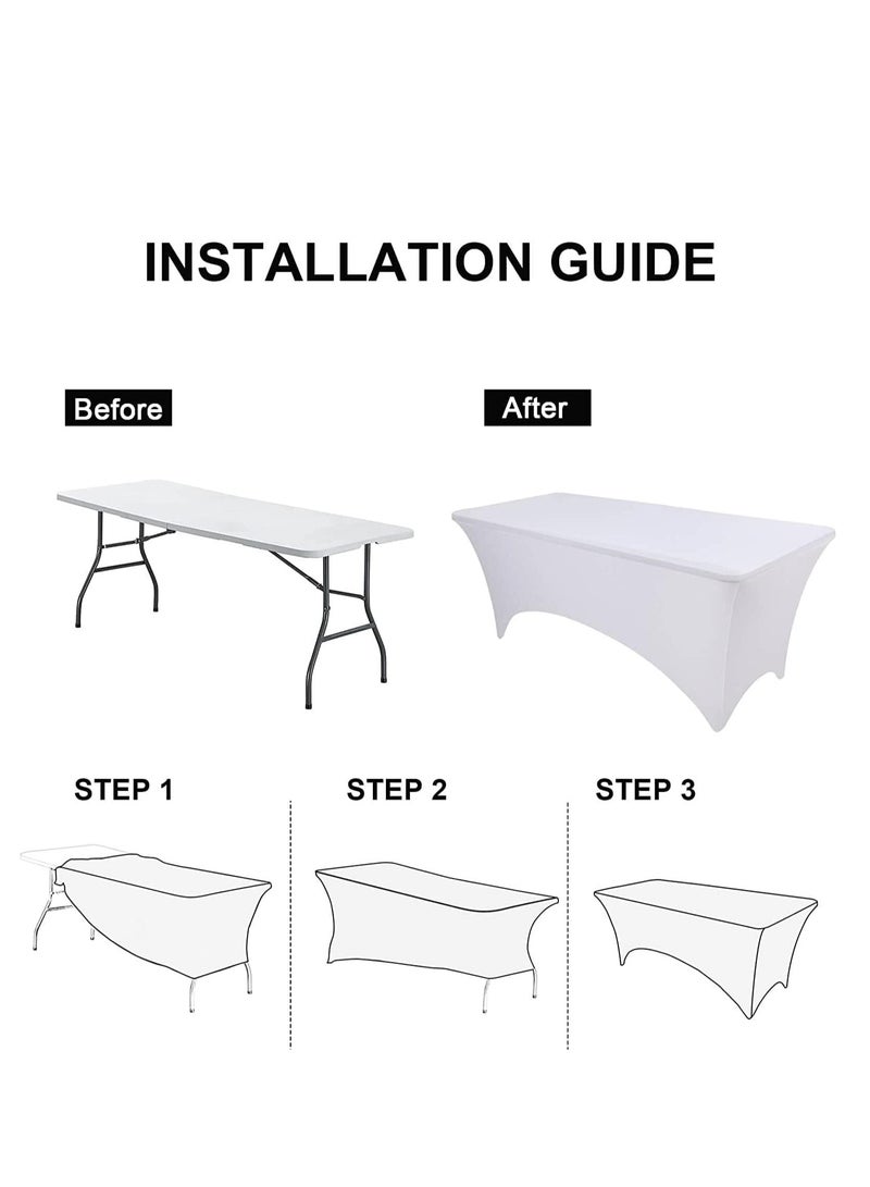 Premify White Spandex Table Cloth 6 Feet-Universal Fitted Washable Rectangular Table Cover Suitable for Weddings, Parties, Business Meet Ups and Banquets - Image 3