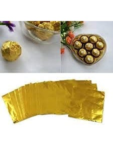 BAKING SET Baking Set Golden Colour Alluminium Foil Wrappers for Chocolate Modak 95 x 95 cm 300 Pieces Approx  - Image 1