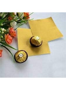 BAKING SET Baking Set Golden Colour Alluminium Foil Wrappers for Chocolate Modak 95 x 95 cm 300 Pieces Approx  - Image 4