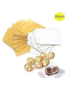 BAKING SET Baking Set Golden Colour Alluminium Foil Wrappers for Chocolate Modak 95 x 95 cm 300 Pieces Approx  - Image 3