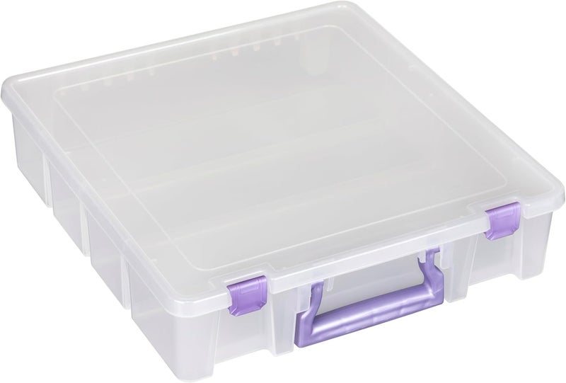 ArtBin 6955JS Super Satchel Compartment Box Clear Craft Organizer Storage Case - Purple, Pack of 1 - Image 1