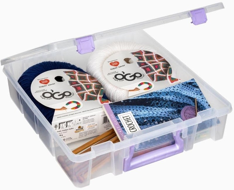 ArtBin 6955JS Super Satchel Compartment Box Clear Craft Organizer Storage Case - Purple, Pack of 1 - Image 2