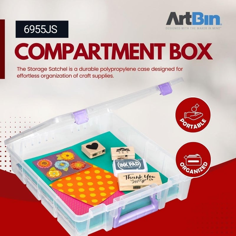 ArtBin 6955JS Super Satchel Compartment Box Clear Craft Organizer Storage Case - Purple, Pack of 1 - Image 3